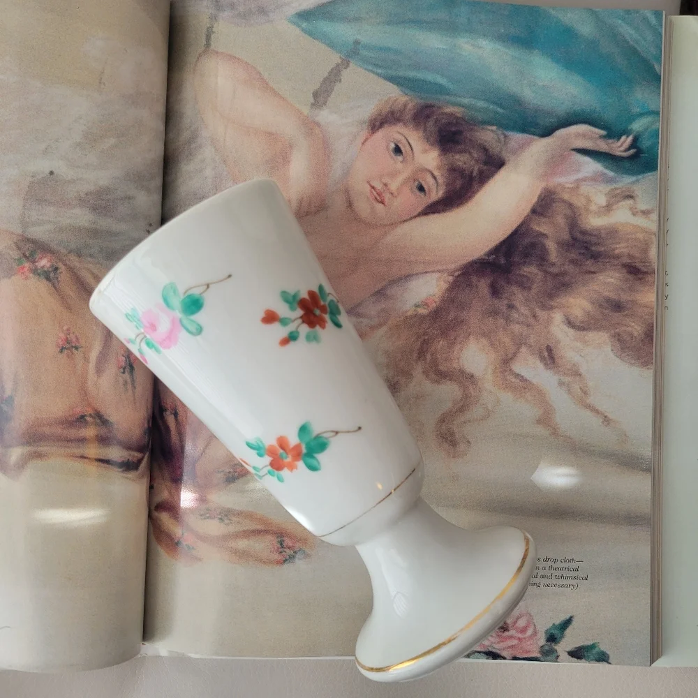 Vintage Porcelain Footed Vase ~ Flowers ~ Mazagran Style Cup?~ Pretty!